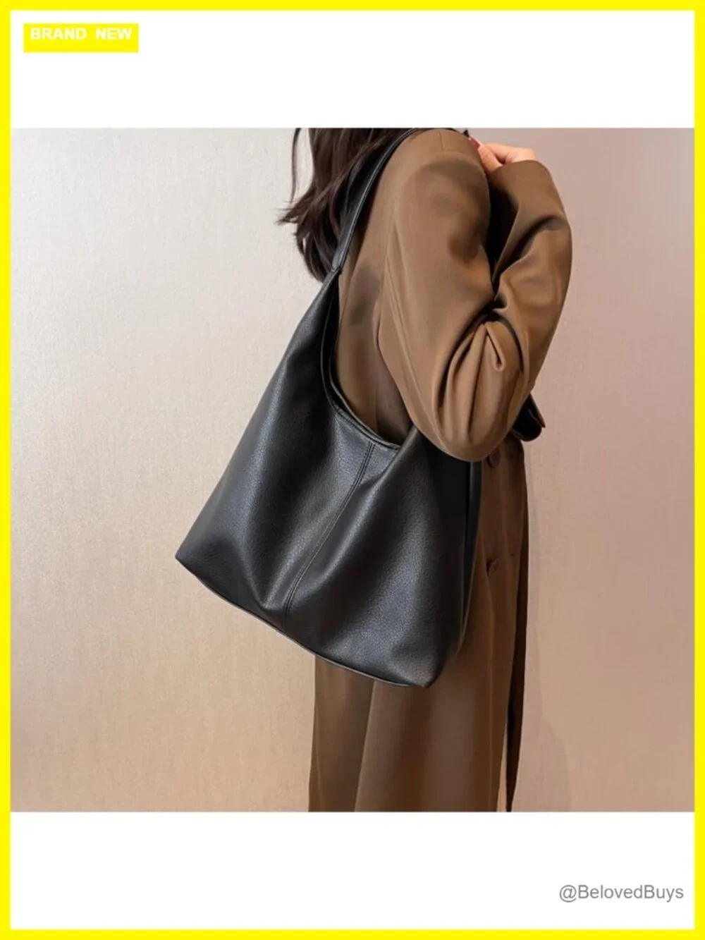 2pc Slouchy Hobo Tote Bag Soft PU Leather Shoulder Purse Work Everyday Handbag
